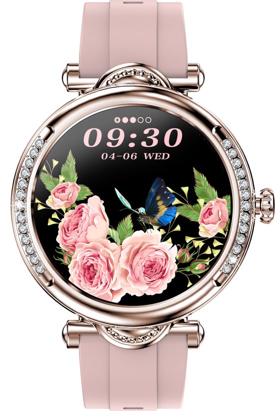 Tijdspeeltgeenrol Dames Smartwatch Roze Diamant