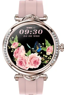 Tijdspeeltgeenrol Dames Smartwatch Roze Diamant