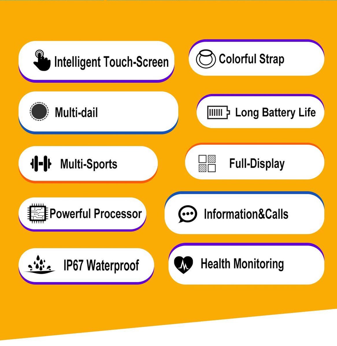 Tijdspeeltgeenrol F68 Smartwatch Zwart