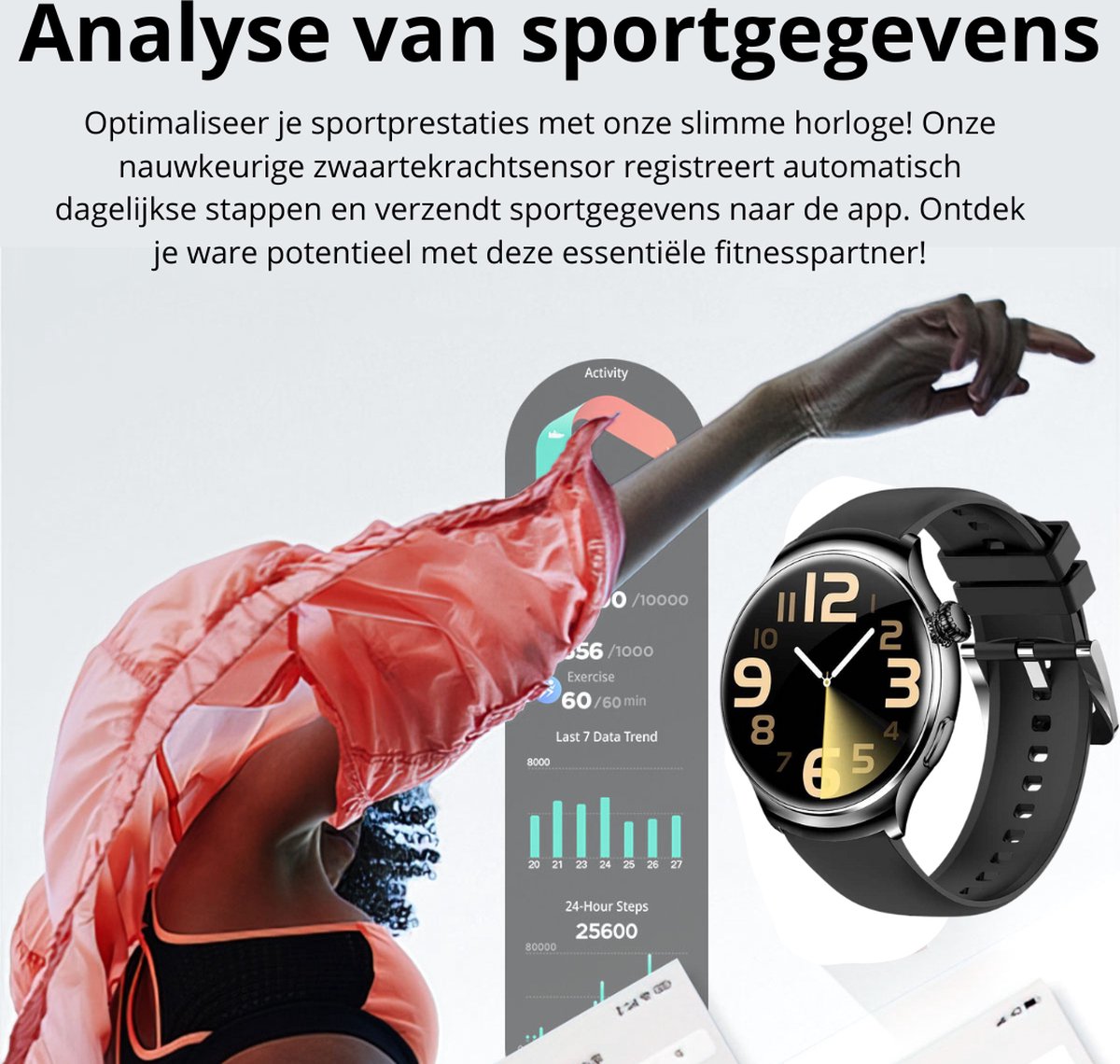 Tijdspeeltgeenrol F68 Smartwatch Zwart