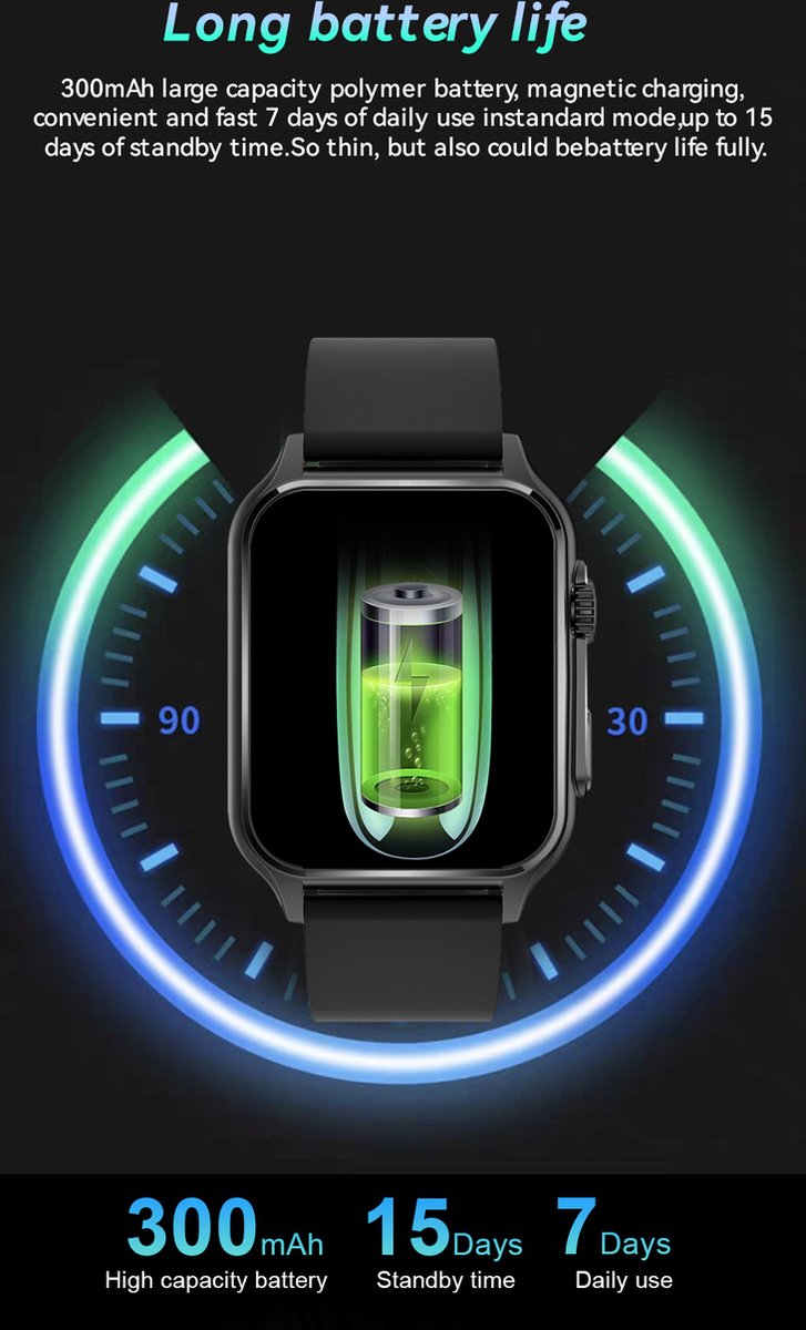 Tijdspeeltgeenrol N80 Smartwatch Zwart 1,57 inch