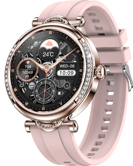 Tijdspeeltgeenrol Smartwatch Dames Roze Silicone
