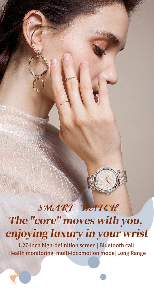 Tijdspeeltgeenrol Smartwatch Dames Wit/Goud