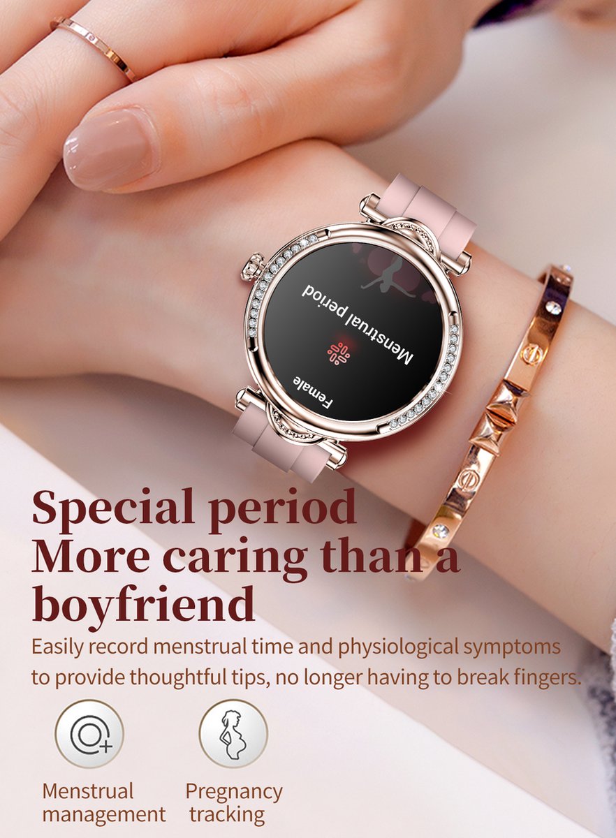 Tijdspeeltgeenrol Smartwatch Dames Wit/Goud