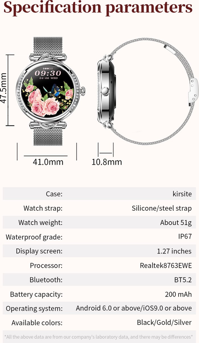 Tijdspeeltgeenrol Smartwatch Dames Wit/Goud