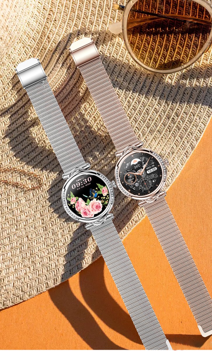 Tijdspeeltgeenrol Smartwatch Dames Wit/Goud