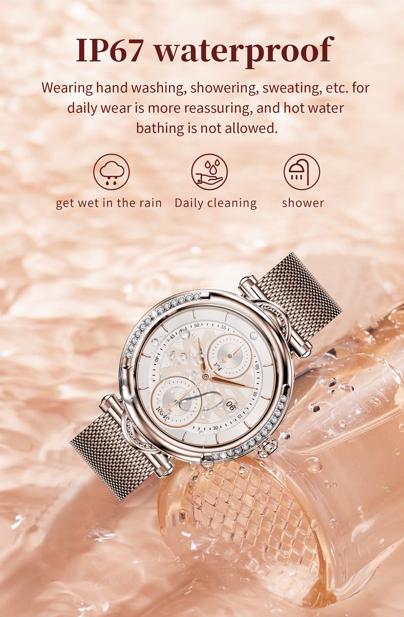 Tijdspeeltgeenrol Smartwatch Dames Wit/Goud