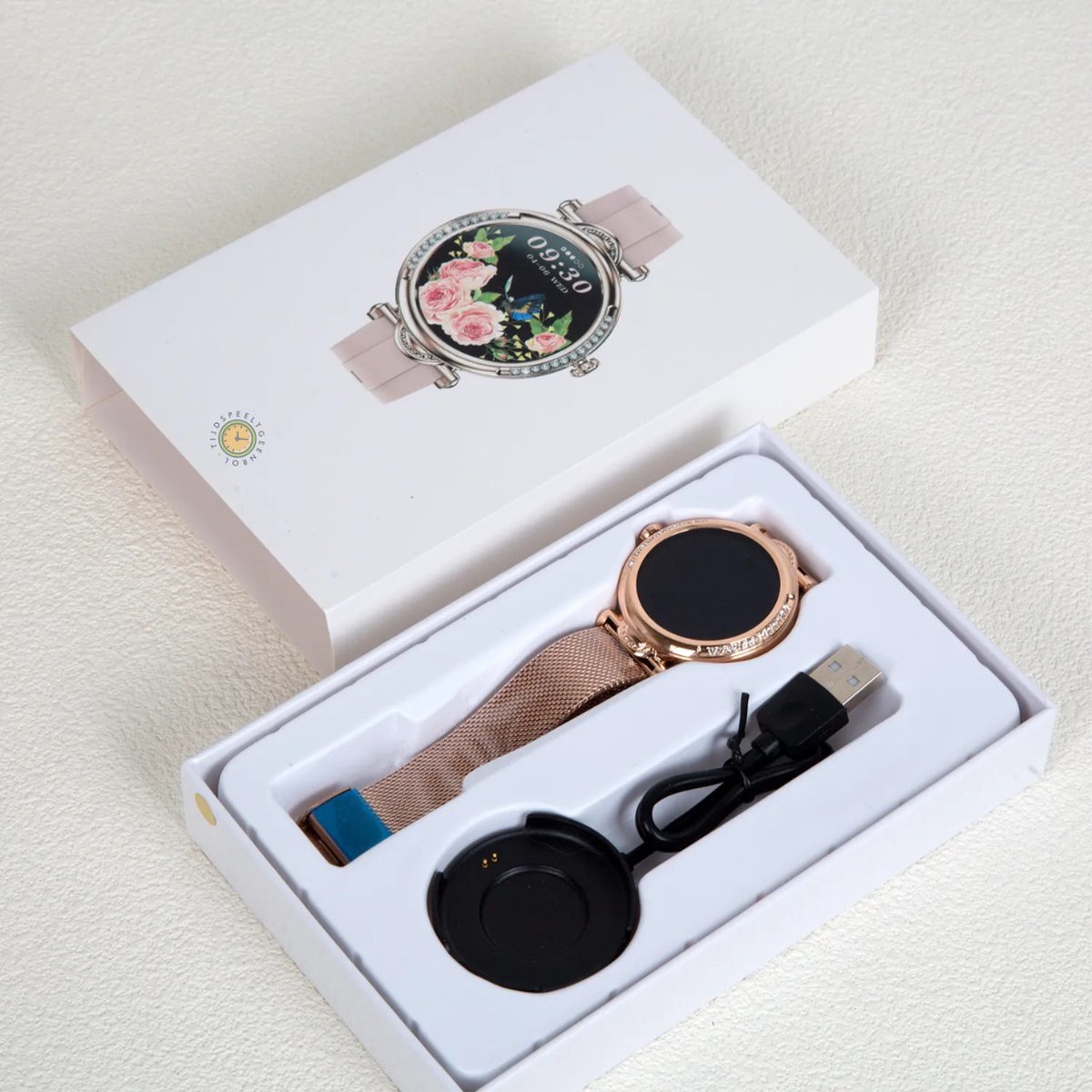 Tijdspeeltgeenrol Smartwatch Dames Wit/Goud