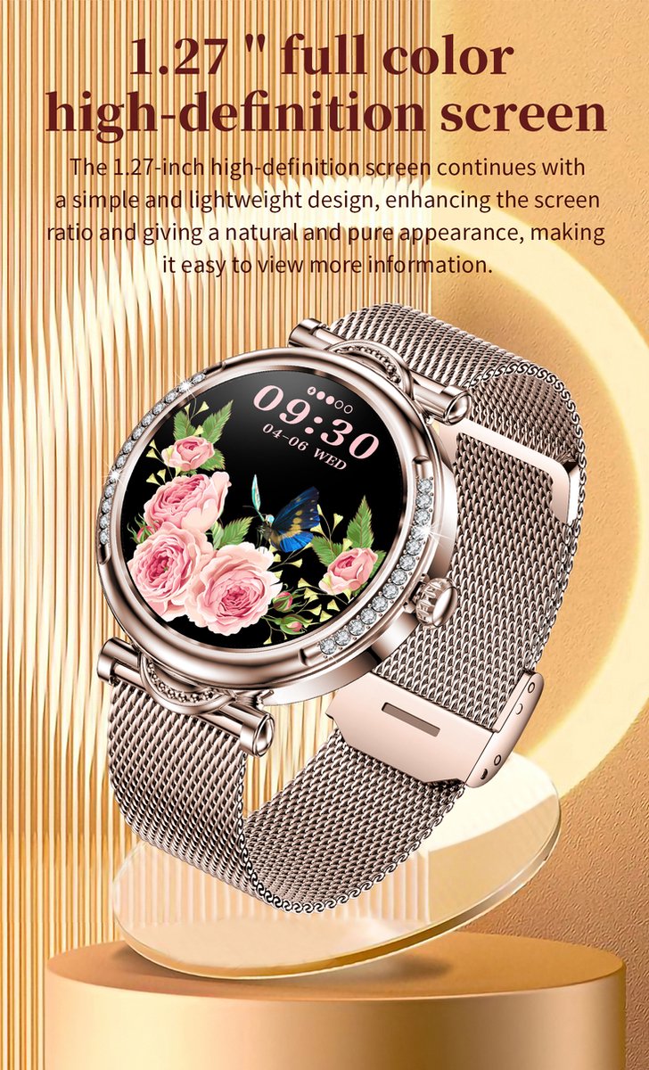 Tijdspeeltgeenrol Smartwatch Dames Wit/Goud