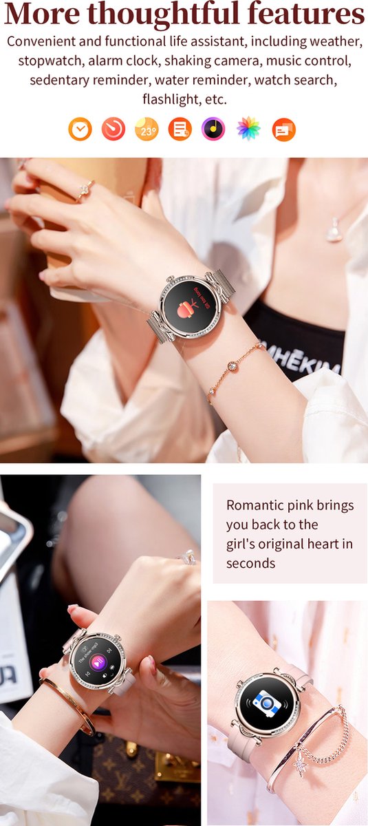 Tijdspeeltgeenrol Smartwatch Dames Wit/Goud