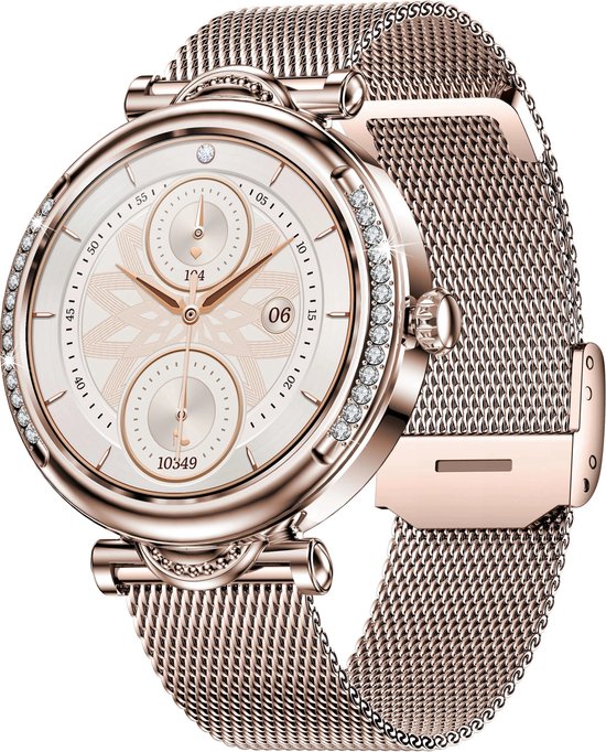 Tijdspeeltgeenrol Smartwatch Dames Wit/Goud