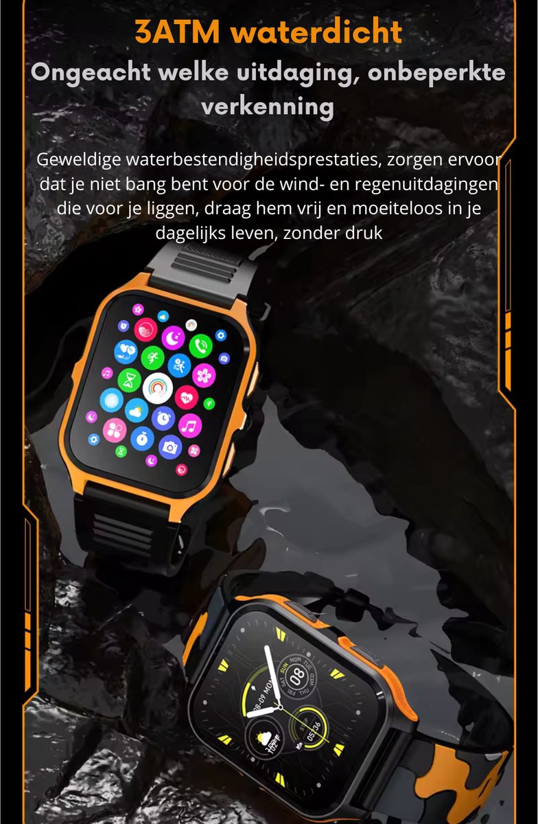 Tijdspeeltgeenrol Smartwatch Zwart voor Heren en Dames