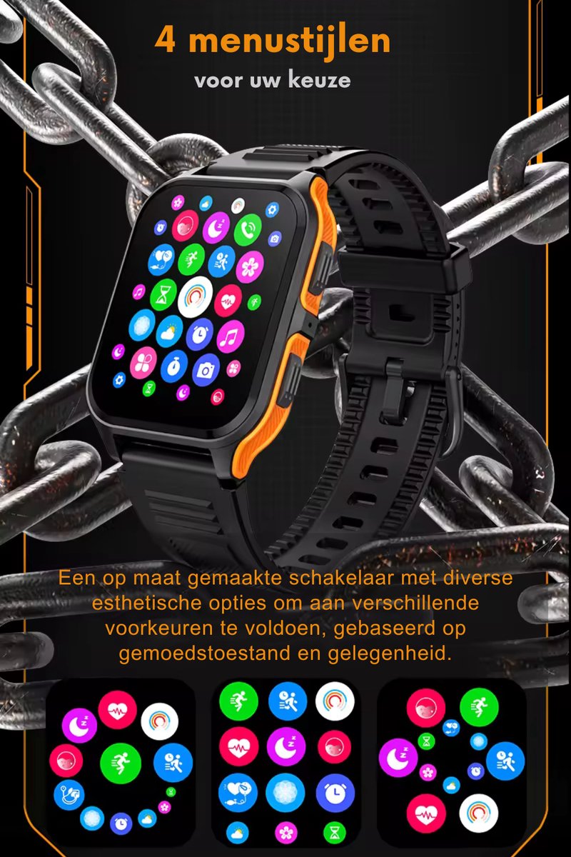 Tijdspeeltgeenrol Smartwatch Zwart voor Heren en Dames