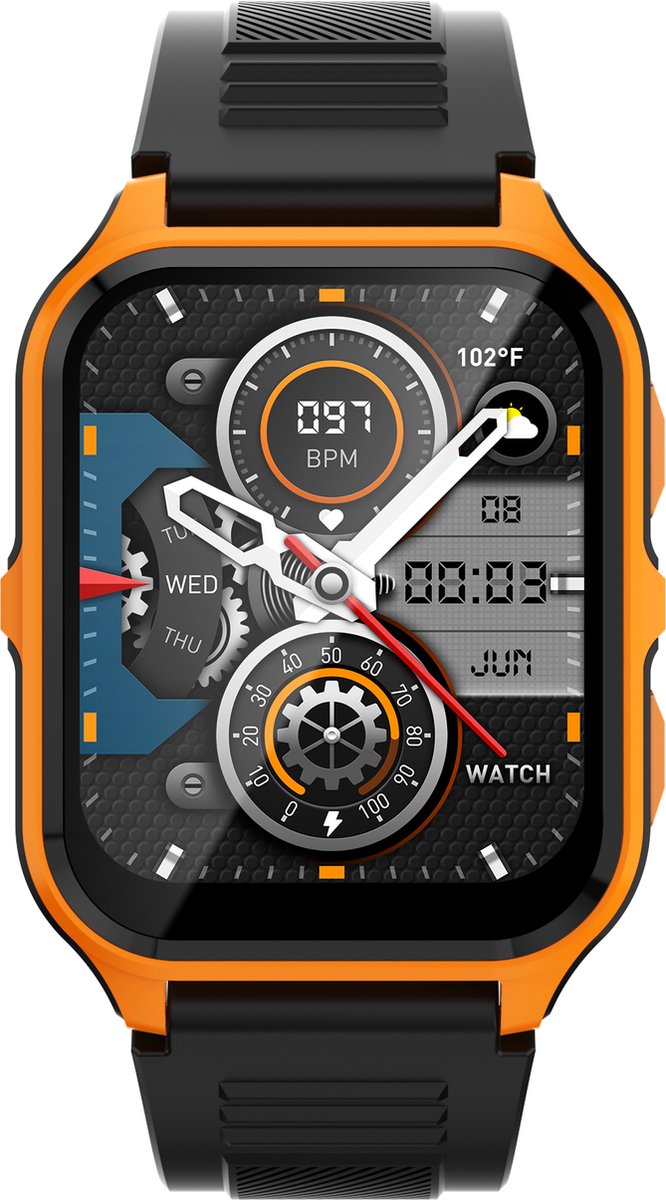 Tijdspeeltgeenrol Smartwatch Zwart/Oranje Heren & Dames