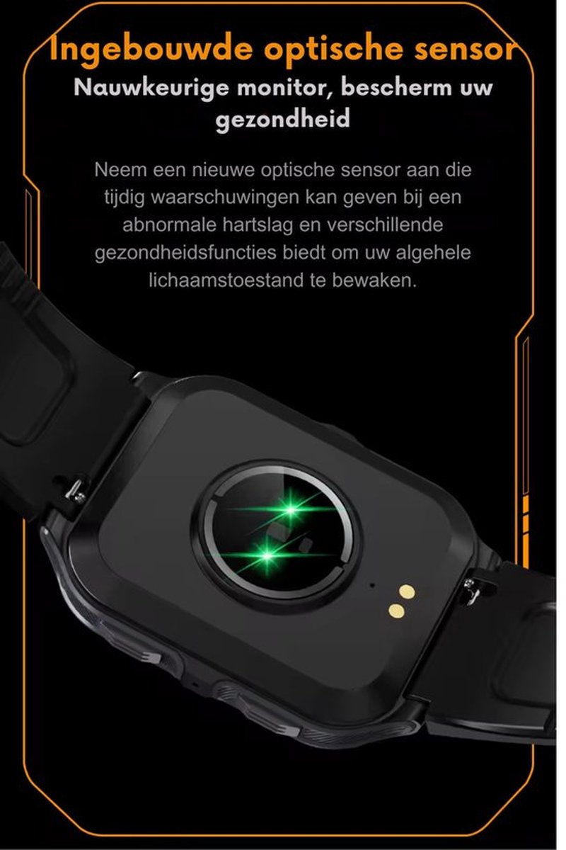 Tijdspeeltgeenrol Smartwatch Zwart/Oranje Heren & Dames