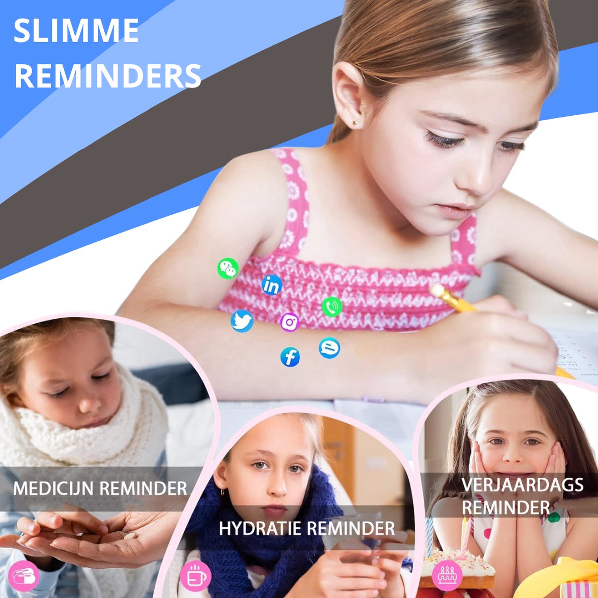 Twenty4seven Smartwatch Kinderen en Volwassenen Sporthorloge