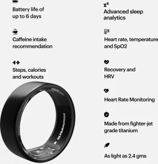 Ultrahuman Ring Air Smartring Maat 9 Raw Titanium