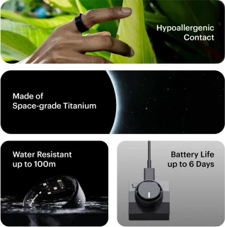 Ultrahuman Ring Air Smartring Maat 9 Raw Titanium