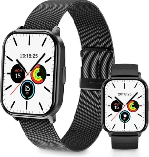 Unisex Smartwatch Zwart - siliconen & stalen band