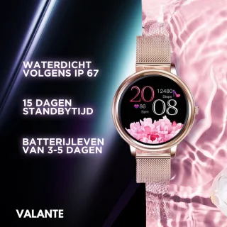 Valante Fem-Fit2 Rosé Goud Stalen Smartwatch 40 mm