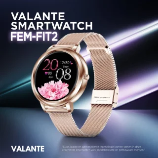 Valante Fem-Fit2 Rosé Goud Stalen Smartwatch 40 mm