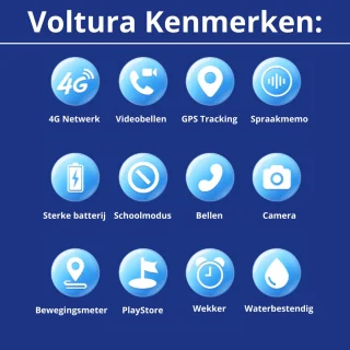 Voltura Kinder Smartwatch GPS 4G Met Simkaart Zwart