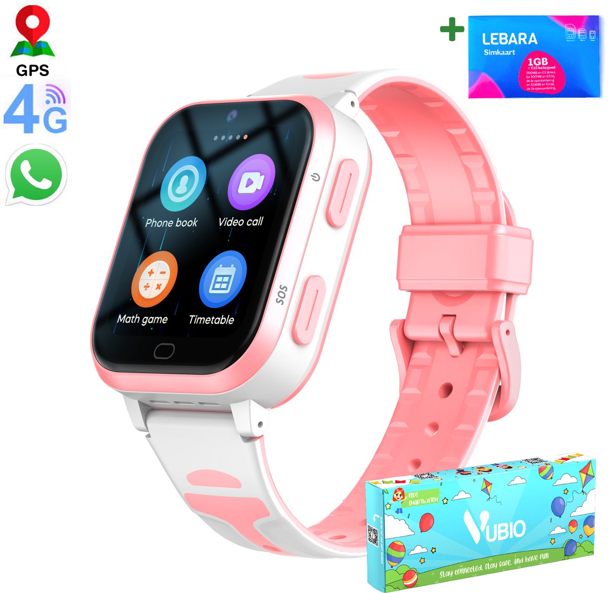 De VUBIO D1 4G Kinder Smartwatch in één oogopslag