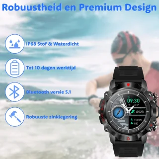 WatchGo Outdoor Smartwatch 45mm - Unisex - iOS & Android