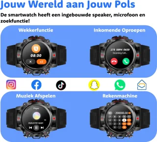 WatchGo Outdoor Smartwatch 45mm - Unisex - iOS & Android