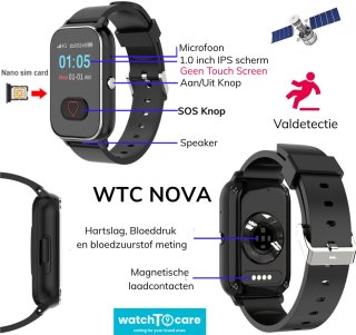 WatchToCare Nova One Button GPS-horloge voor senioren