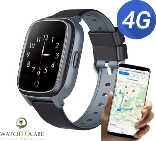 WatchToCare WTC 45 GPS Tracker Smartwatch GPS Horloge Ouderen Bruin Leer