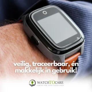 WatchToCare WTC 45 GPS Tracker Smartwatch GPS Horloge Ouderen Bruin Leer