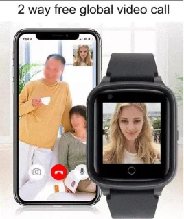 WatchToCare WTC 45 GPS Tracker Smartwatch GPS Horloge Ouderen Bruin Leer