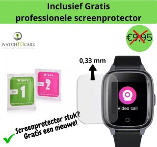 WatchToCare WTC 45 GPS Tracker Smartwatch GPS Horloge Ouderen Bruin Leer