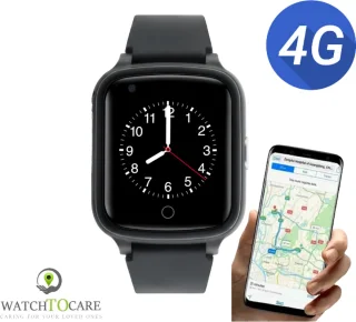 WatchToCare WTC 45 GPS Tracker Smartwatch GPS Horloge Ouderen Bruin Leer