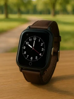 WatchToCare WTC 45 GPS Tracker Smartwatch GPS Horloge Ouderen Bruin Leer