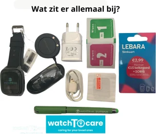 WatchToCare WTC45 GPS Horloge Ouderen Zwart Leer
