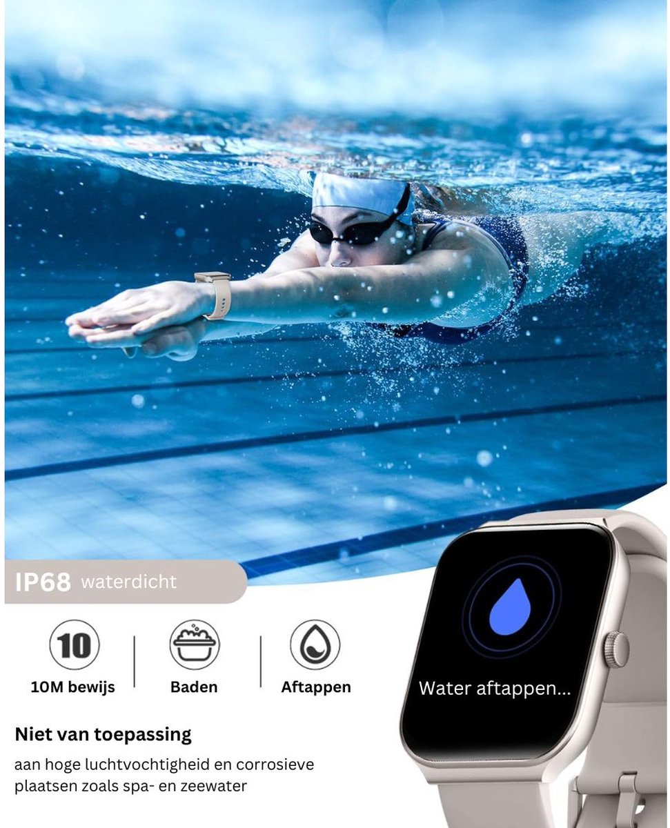 White-Label Beige Sport Smartwatch Unisex