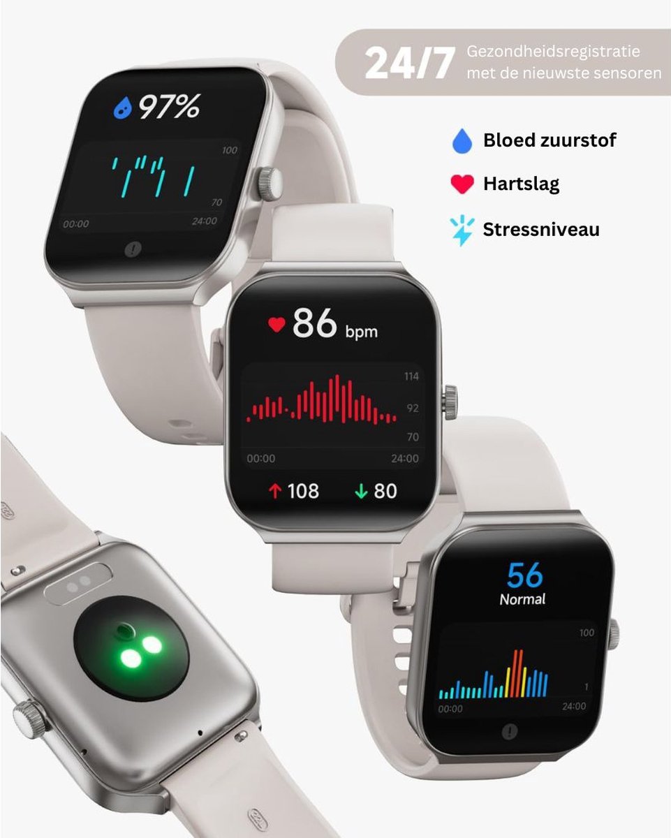 White-Label Beige Sport Smartwatch Unisex
