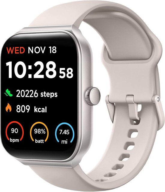 White-Label Beige Sport Smartwatch Unisex
