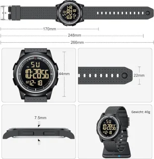 White-Label Sporthorloge Smartwatch Zwart