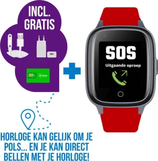 Wiesba WB34S GPS horloge senior rood