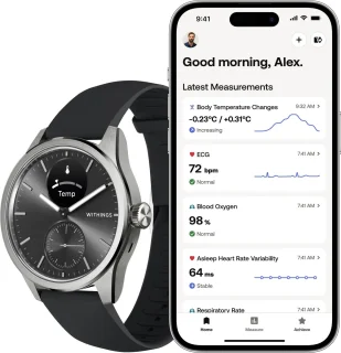 Withings ScanWatch 2 42mm Zwart Leather Band Bundle