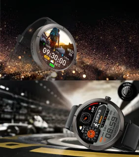 WizBay Premium Select 1.32inch 6xGPS AMOLED Smartwatch Zwart Siliconen Band