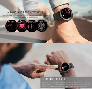 WizBay Premium Select 1.32inch 6xGPS AMOLED Smartwatch Zwart Siliconen Band