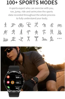 WizBay Premium Select 1.39" 2in1 Sport Smartwatch Zwart