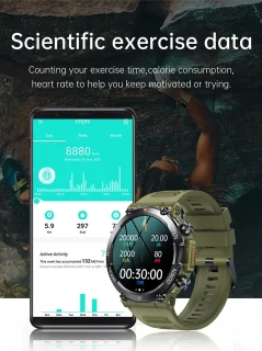 WizBay Premium Select 1.39 inch HD TFT Smartwatch Zwart