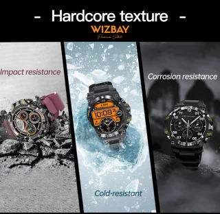 WizBay Premium Select 1.39 Inch Smartwatch Zwart Aubergine Siliconen Band