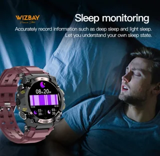 WizBay Premium Select 1.39 Inch Smartwatch Zwart Aubergine Siliconen Band