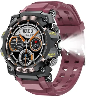 WizBay Premium Select 1.39 Inch Smartwatch Zwart Aubergine Siliconen Band